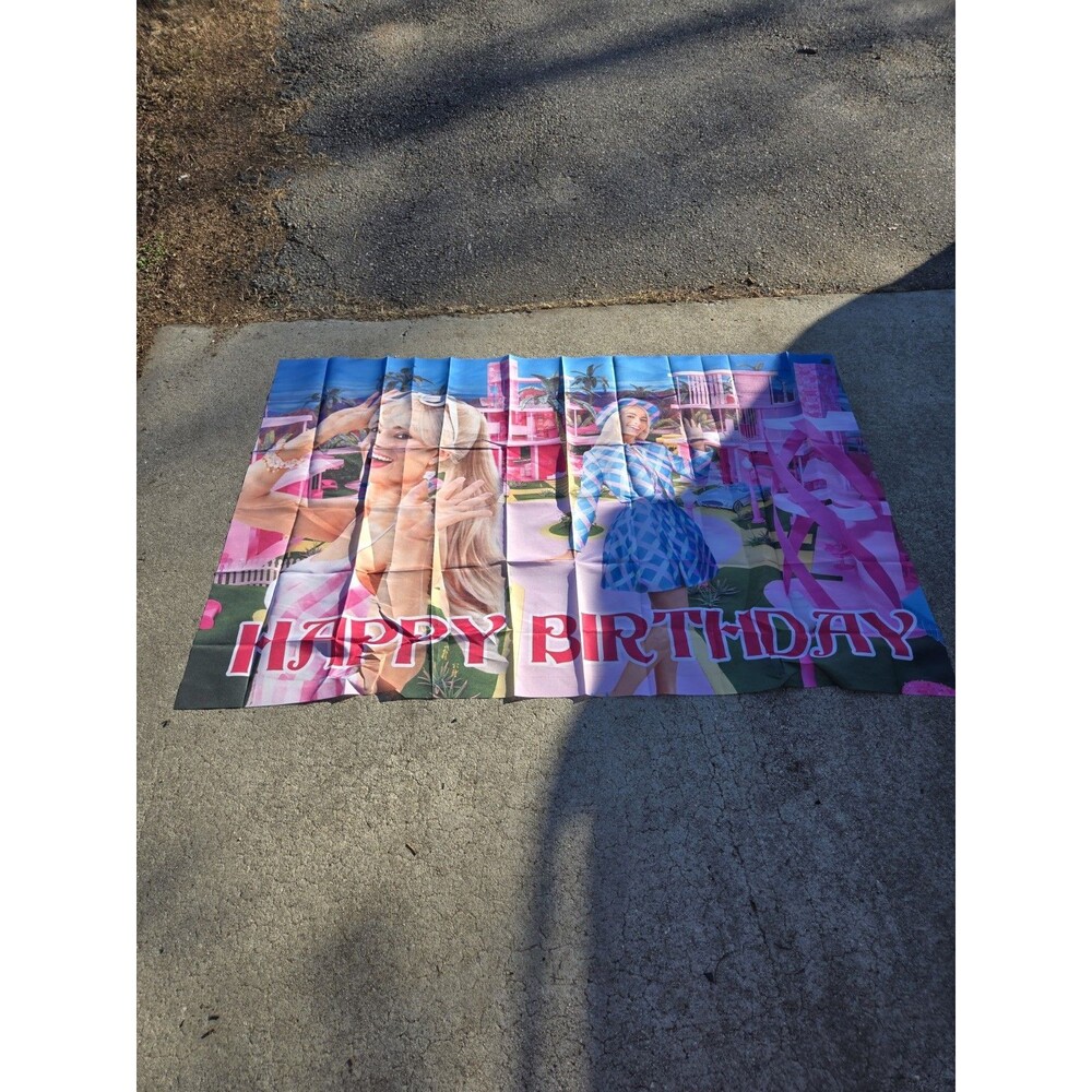 Barbie Happy Birthday party banner.
